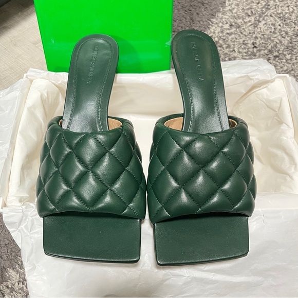 Bottega Veneta Dark Green Quilted Heels - Picture 10 of 13